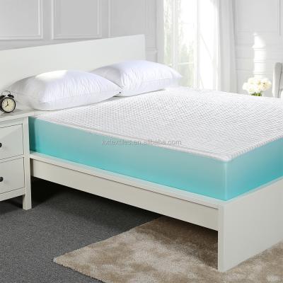 China Anti-bacteria Crystal Gel Cooling Mattress Protector with cooling fibers and blue 3D fabric for sale