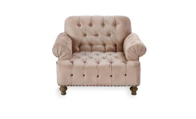 China Custom  Linen Fabric Button Tufted Accent Upholstered Tub Chair for sale