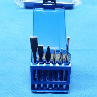 China 6pcs Steel Octagonal Steel Handle Punch And Chisel Set With Metal Case Pack for sale