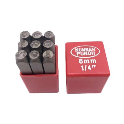 China Stamp on Metal / High Quality Paper / Wood Blister 1/4 (6mm) and Plastic Tray Package Number Stamping Set Printing Metal, Plastic, Wood, Leather (0-9) for sale