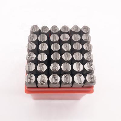 China Stamp on metal/paper/wooden 36 piece 1/4 (6mm) letter and number steel stamping set in a plastic case for sale