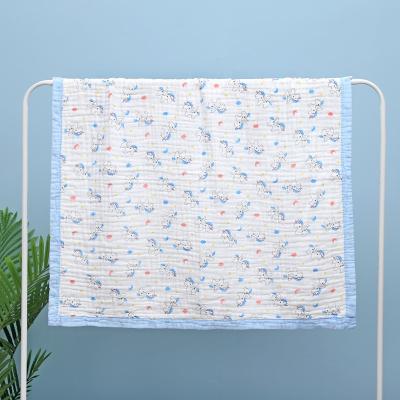 China PORTABLE No Agent 110x110cm Super Soft Blue Fluorescent Sublimation Printed Baby Muslin Blanket for sale