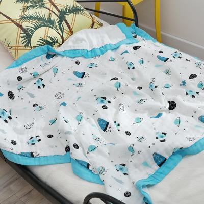 China PORTABLE Wholesale Soft Organic Minky Quality 100% Cotton Baby Milestone Muslin Blankets For Boys for sale