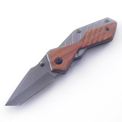 China Wholesale popular open slide carved wooden handle knife pocket camping knife for sale