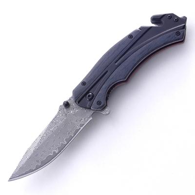 China Damascus Blade Non-variable Steel Fixed Pocket Knife For Outdoor Camping for sale