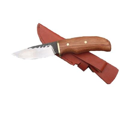 China Damascus Non-variable High Carbon Steel Hunting Knives With Leather Pocket for sale