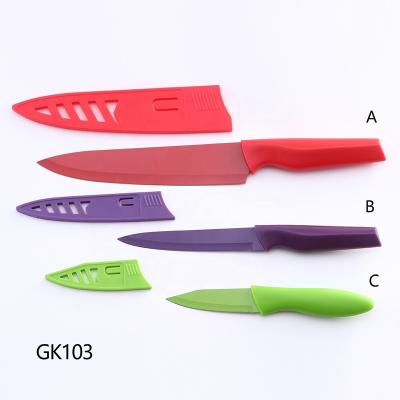 China Kitchen Use GK103 Wholesale Vegetable Fruit 3 Piece Kitchen Knife With Cover for sale