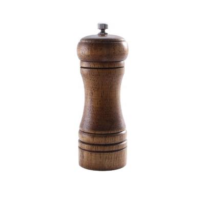 China KG088a 5 Inch Kitchen Salt and Pepper Grinder Sustainable Rubber Wooden Brown Color Wooden Salt and Pepper Grinder for sale