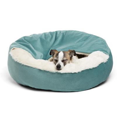 China Luxury waterproof dog bed with cover for warmth and security offers main neck and support joint machine washable water resistant bottom for sale