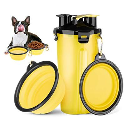 China Travel Non-Automatic Water Bottle Dog Dispenser and Portable Food Container 2 in 1 with 2 Pet Bowls and Feeders Bowls, Cups and Buckets for Dogs for sale