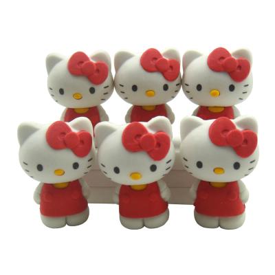 China Custom Cartoon Kitty Figure Toys Erasers Novelty 3D Cartoon Character Figure Erasers for sale