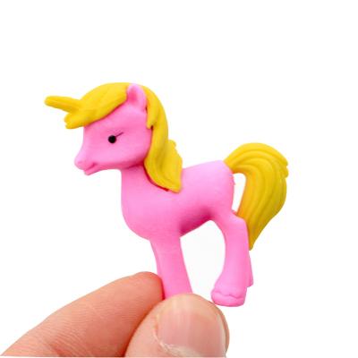 China Custom 3D Unicorn Shaped School Stationery Rubber Eraser Promotional Gift Cute Pencil Eraser For Kids for sale