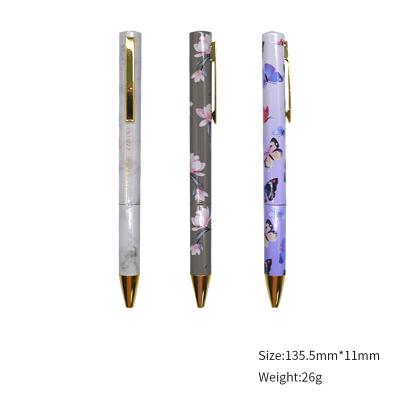 China Customized Eco Friendly Heat Transfer Metal Pen Office Business Gold Ballpoint Full Printing Pen With Logo for sale