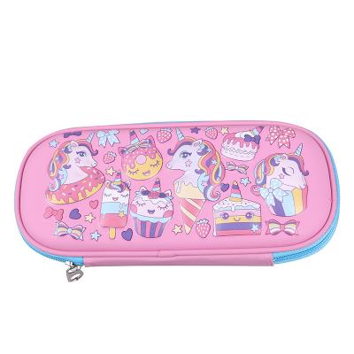 China Wholesale Custom Portable Waterproof Cute Pink Durable Eco-Friendly Unicorn Design Kids EVA Pencil Case Kawaii PU for sale