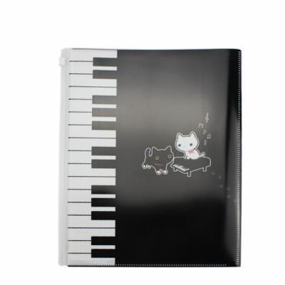 China Durable Promotional Custom Plastic 6 Pockets Clear Waterproof Transparent Music Theme Zipper Folder for sale