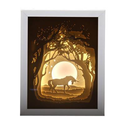 China Stationery Hand Unicorn Light Box Paper Cut Shadow for sale