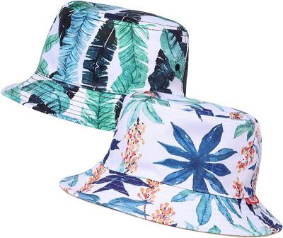 China Street Style Custom Digital Print Logo Style 100% Polyester Hawaiian Bucket Covers Reversible Bucket Hat Cap Bulk for sale