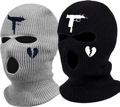 China Motorcycle Two Hole Balaclava Motorcycle Two Hole Ski Mask Custom New Style Face Mask Acrylic Black And White Cheap 3D Embroidery Custom Made Balaclava for sale