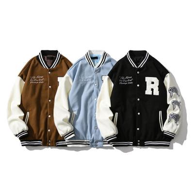 China Custom Logo China Custom Factory Embroidered Men's Jacket Baseball Hip Hop Uniform Windproof Jacket Unisex Loose Jacket for sale