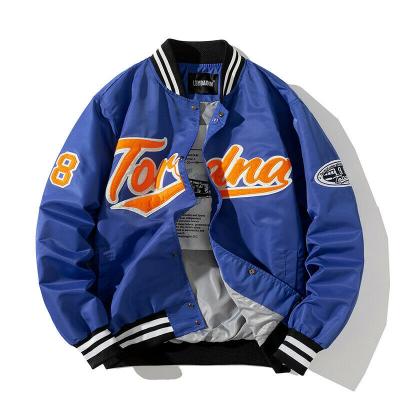 China Custom Logo Printing Logo Custom Vans Off The Wall Zipper Up Bomber Quilted Jacket Navy Polyester Material Jacket Men for sale