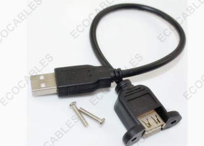 China Double Side Data USB Extension Cable ,  AM To AF Panel Mount Cable With Screw for sale