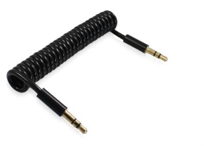 China Space Saving 3.5 mm Coiled Audio Cable For Car Audio Male To Male RoHS Compliant for sale