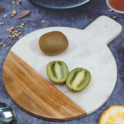 China Moroccan Natural White and Cheese Stone Board of Gray Marble Round Chopping Board Champagne Marbles Cutting Board Stylish for Home for sale