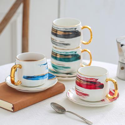 China Viable wholesale best-selling Europe and the U S coffee cups tea set ceramic coffee cup and saucer for sale