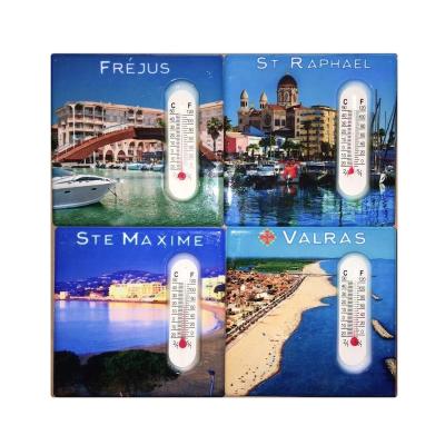 China Shape Custom Ceramic Fridge Magnet Heat Sublimation With Thermometer And Urban Style for sale