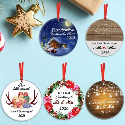 China Ceramic Ceramic Pendant Customized Christmas Ornaments Easter Double Side Printing Luminous Pendant for sale