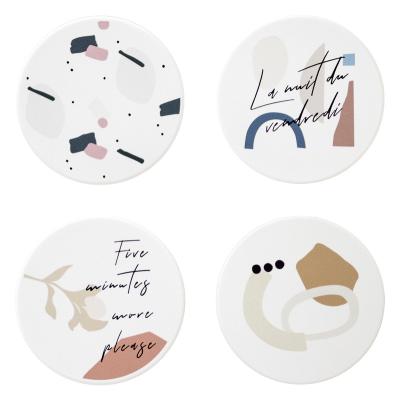 China Minimalist Custom 4pc Set Absorbent Ceramic Coasters For Drink Coffee for sale