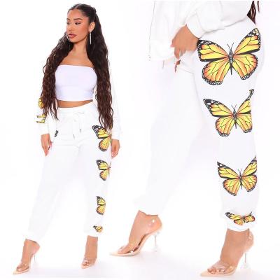 China New Arrivals Anti-wrinkle Shape Butterflies Printed Stretch Jogger Pants For Women Hip Hop Slacks Streetwear Casual Pants for sale