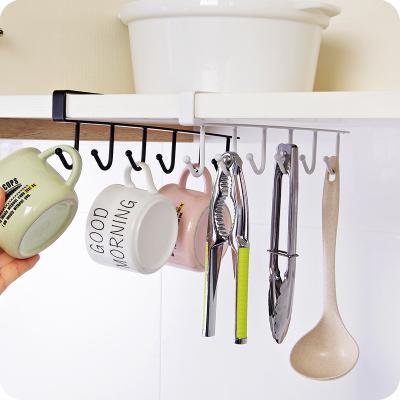 China 6 Hooks Cup Holder Bathroom Hanger Kitchen Viable Hanging Organizer Cabinet Door Shelf Removed Storage Rack Home Decor for sale