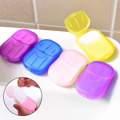 China Portable WashHand Paper Outdoor Bath Travel Clean Scented Scented Slice Covers Mini Paper Soap Disposable Boxes Soaps for sale