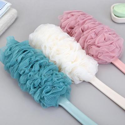 China Long Handle Loofah Handy Mesh Bath Ball Body Scrub Back Brush Shower With Long Handle for sale