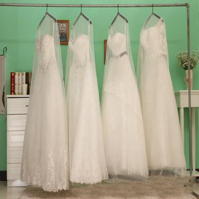 China Wedding Bridal Veil Cover Bag Bridal Garment Bags Organza Bridal Transparent Veil Cover Bag Clothes Dust Cover for sale