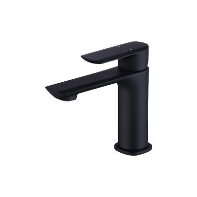 China Hot/Cold Mixer Hotel Deck Mounted Single Hole Brass Black Water Mixer Tap Bathroom Wash Basin Faucet for sale