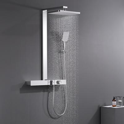 China With Slide Bar Exposed Bathroom Waterfall Rain System Spa Bath Mixer Tap Thermostatic Digital Shower Faucet Set for sale