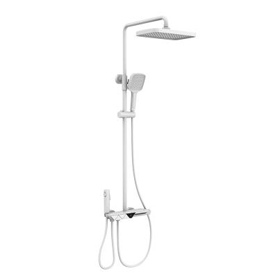 China With Slide Bar White Bathroom Taps Basin Mixer Hot/Cold Water Rain Bath Smart Shower Set Faucet for sale