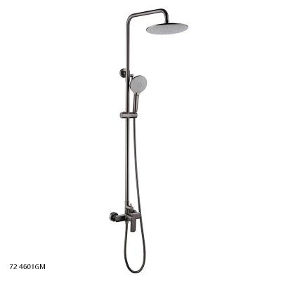 China With Slide Bar Apartment Wall Mount bathroom System Handheld Head Gun Metal Exposed Hot Cold Water Shower Mixer for sale