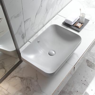 China Easy Clean Wash Basin Hotel Countertop Sink Washing Hand Basin Rectangular Designs Bathroom Grey Face Basin for sale