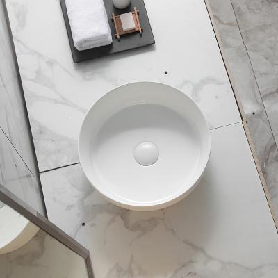 China Easy Clean Wash Basin Factory Above Counter Round Bowl Solid Bathroom Lavatory Sink Round Wash Basin for sale