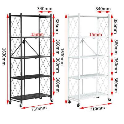 China Factory Direct Sales Viable Rolling Storage Cart Three-Layer Kitchen Organizers Rack Metal Microwave Oven Rack for sale