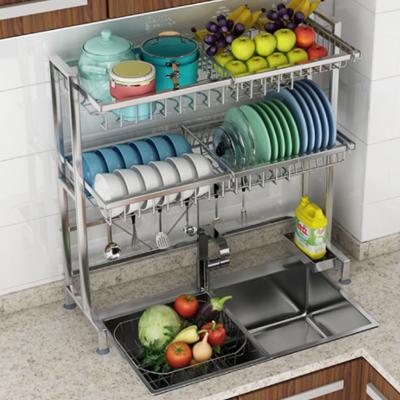 China New Sustainable Type Dish Drainer Rack Metal Kitchen Rack Stainless Dish Drying Rack for sale