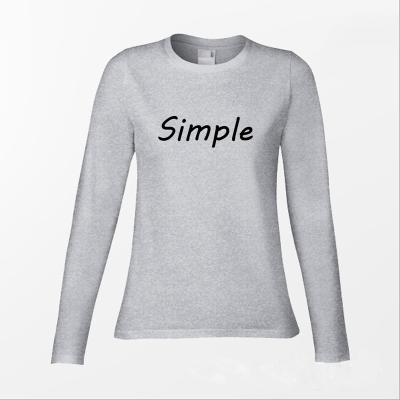 China Breathable Cotton Tee Shirt Long Sleeve T Shirt Women Custom Logo Top 100% T-Shirt for sale