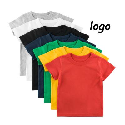 China 2021 Wholesale Newest Design Style 100%cotton Cloth Kids Anti-Shrink Newest Summer Boy Girl O Neck Plain Logo Kids T-shirt Latest Kids Shirts for sale