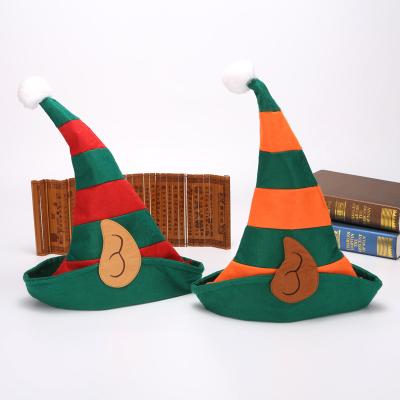 China Hot Sale 2019 Christmas Decoration Cheap Christmas Decoration Ear Elf Red Orange Striped Decorating Hat for sale