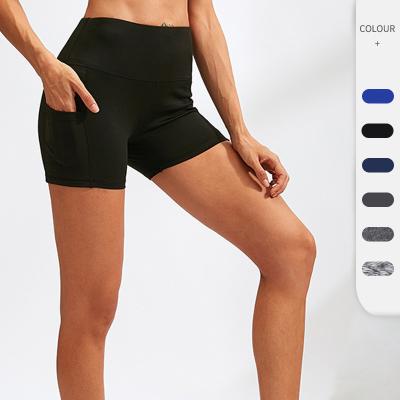 China Antibacterial Hot Sale Women's Three-Minute Waistband Yoga Stretch High Waisted Running Fitness Three-Minute Tight Quick-Drying Shorts for sale