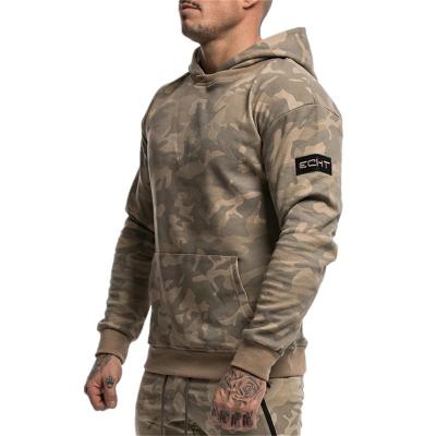 China Customizable Private Label Streetwear Anti-wrinkle Designer Men's Oversized 100% Cotton Pullover No String Camouflage Printed Hoodie Men for sale