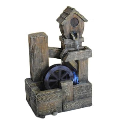 China Polyresin American Home Garden Wheel Water Fountain Country Decoration Artificial Waterfalls for sale